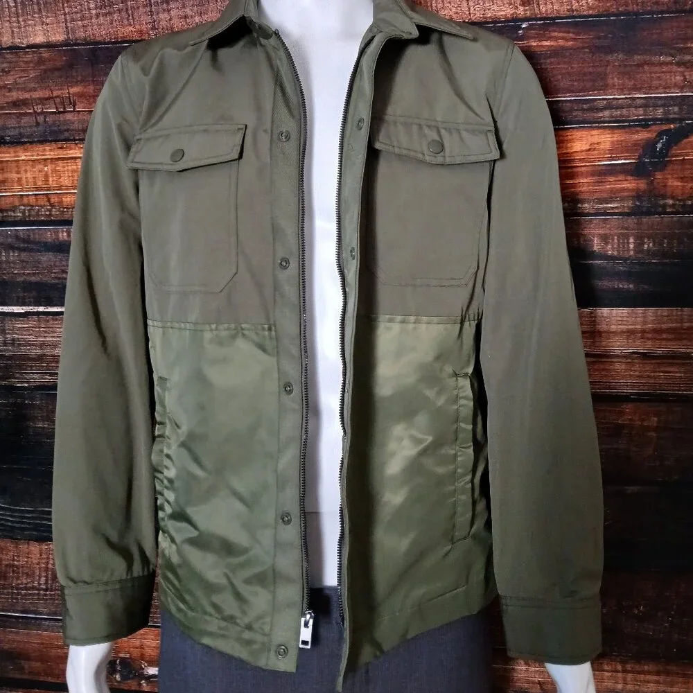 NWT Express Jacket Mens S Hunter Green Water Resistant Full Zip Pockets Lined